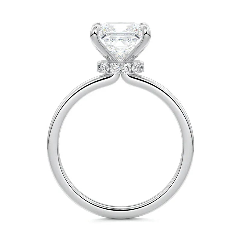 Secret Halo Princess Moissanite Engagement Ring