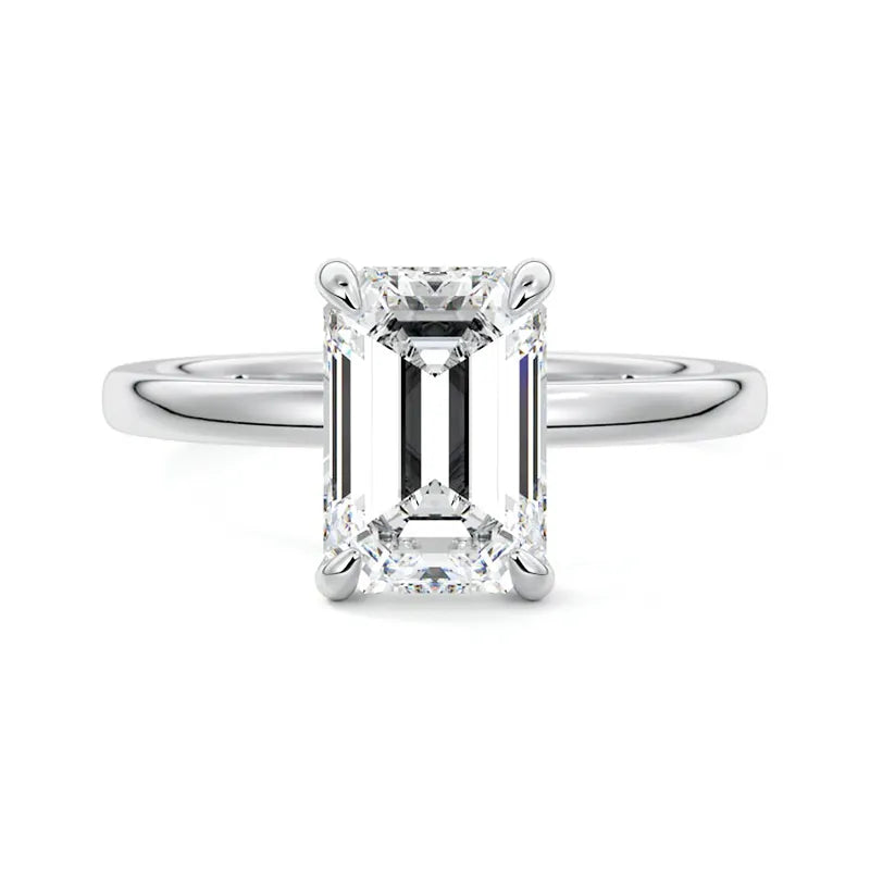 Secret Halo Emerald Moissanite Engagement Ring