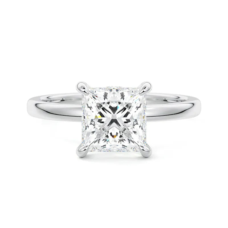 Secret Halo Princess Moissanite Engagement Ring