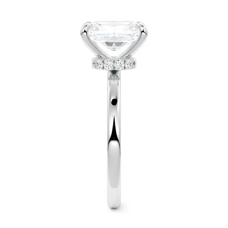 Secret Halo Radiant Moissanite Engagement Ring