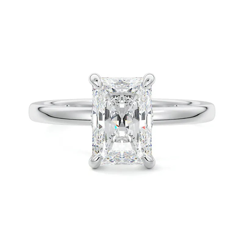 Secret Halo Radiant Moissanite Engagement Ring