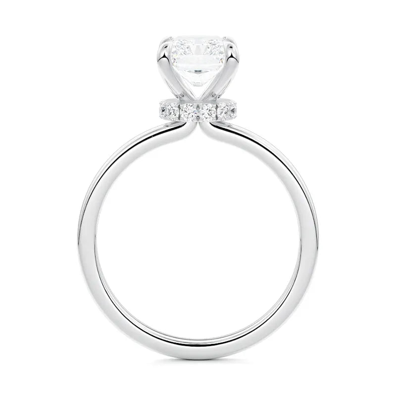 Secret Halo Radiant Moissanite Engagement Ring