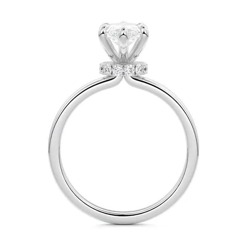Secret Halo Marquise Moissanite Engagement Ring