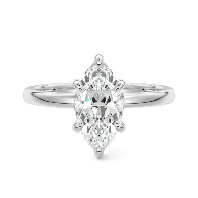 Secret Halo Marquise Moissanite Engagement Ring