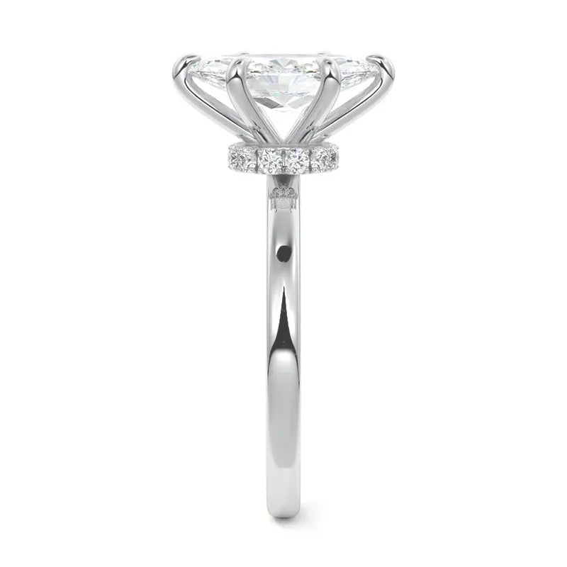 Secret Halo Marquise Moissanite Engagement Ring