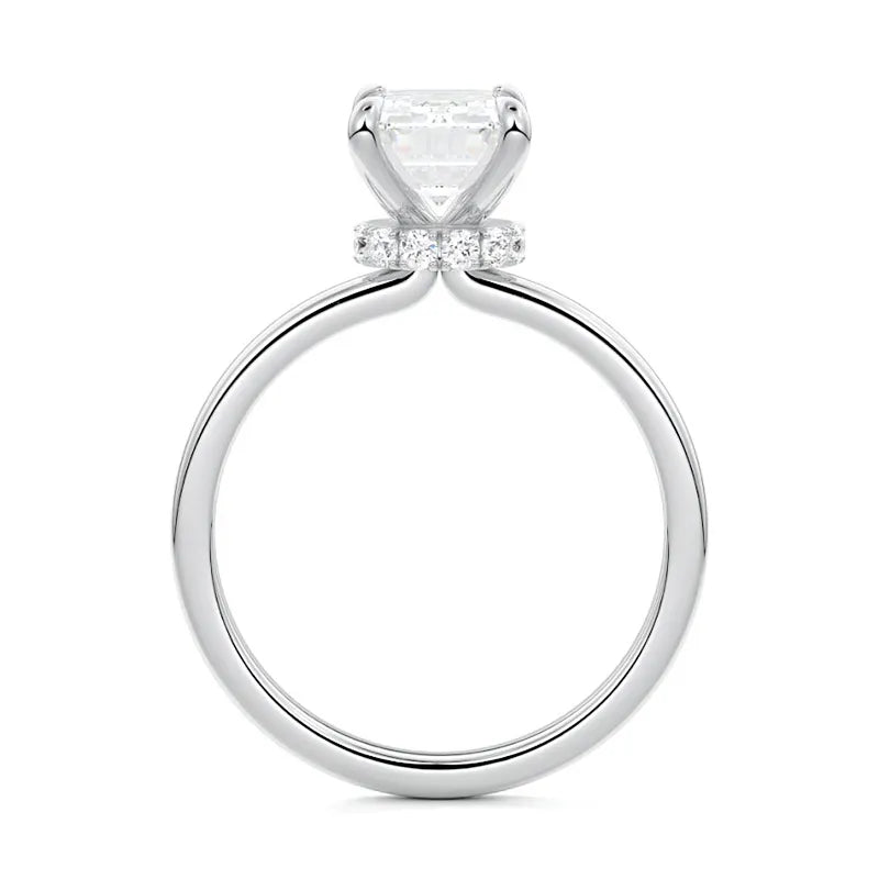 Secret Halo Emerald Moissanite Engagement Ring