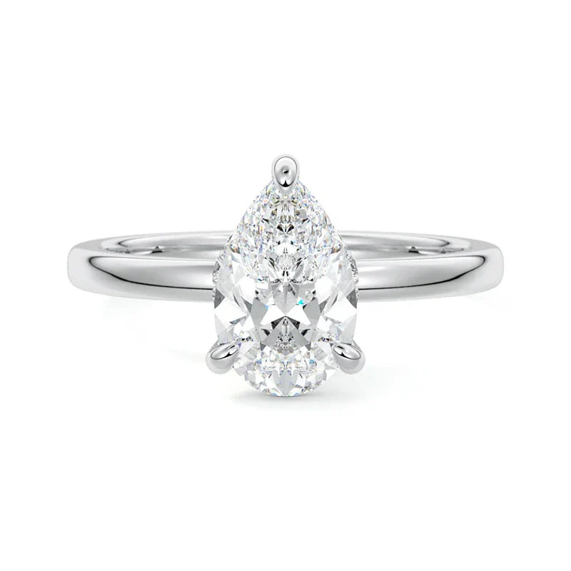 Secret Halo Pear Moissanite Engagement Ring