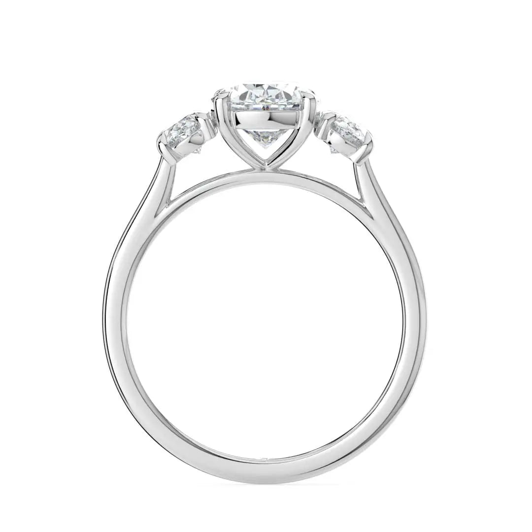 Solitaire Three Oval Moissanite Ring