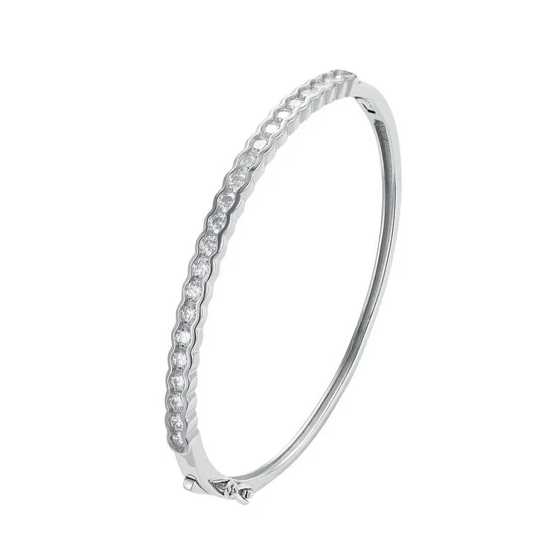 Lattice Bezel Moissanite Bangle