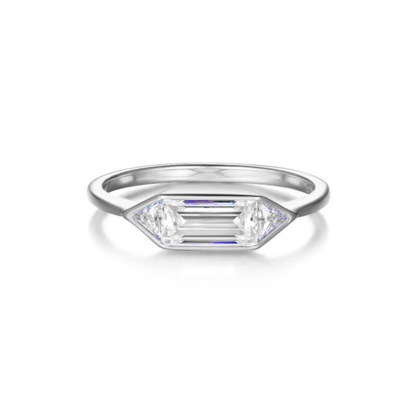 Baguette and Triangle Moissanite Ring